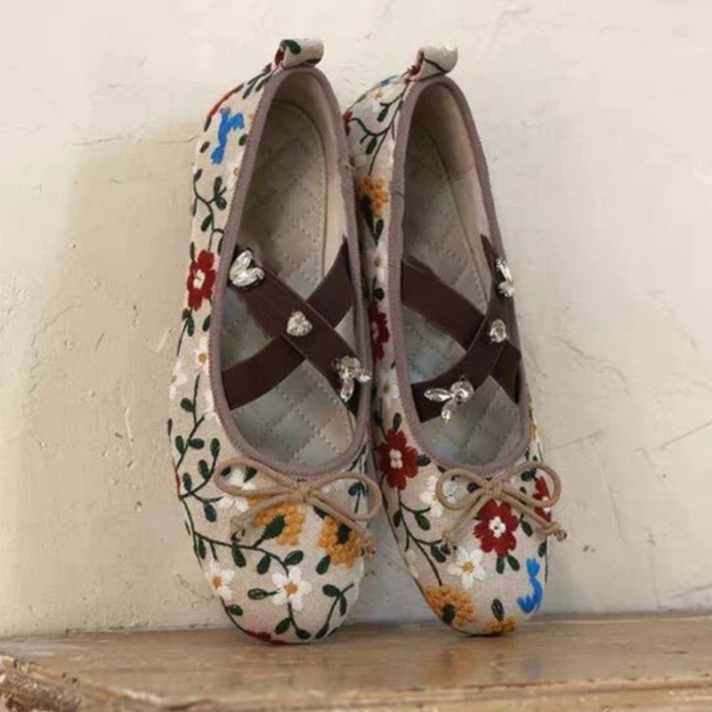 Embroidery Flower Ballet Flats - огляд і ціна Women Shoes Brand