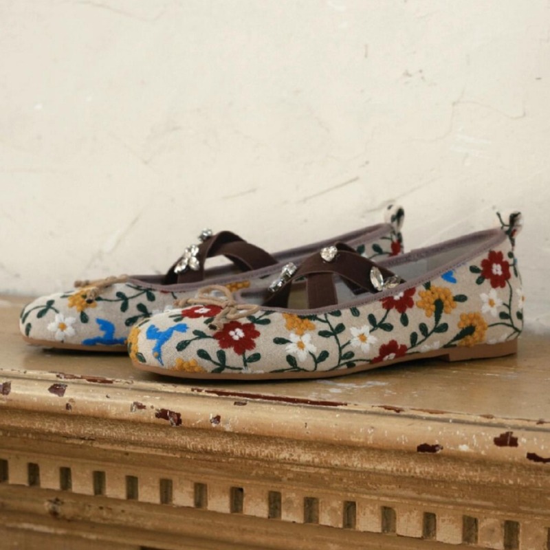 Embroidery Flower Ballet Flats - огляд і ціна Women Shoes Brand