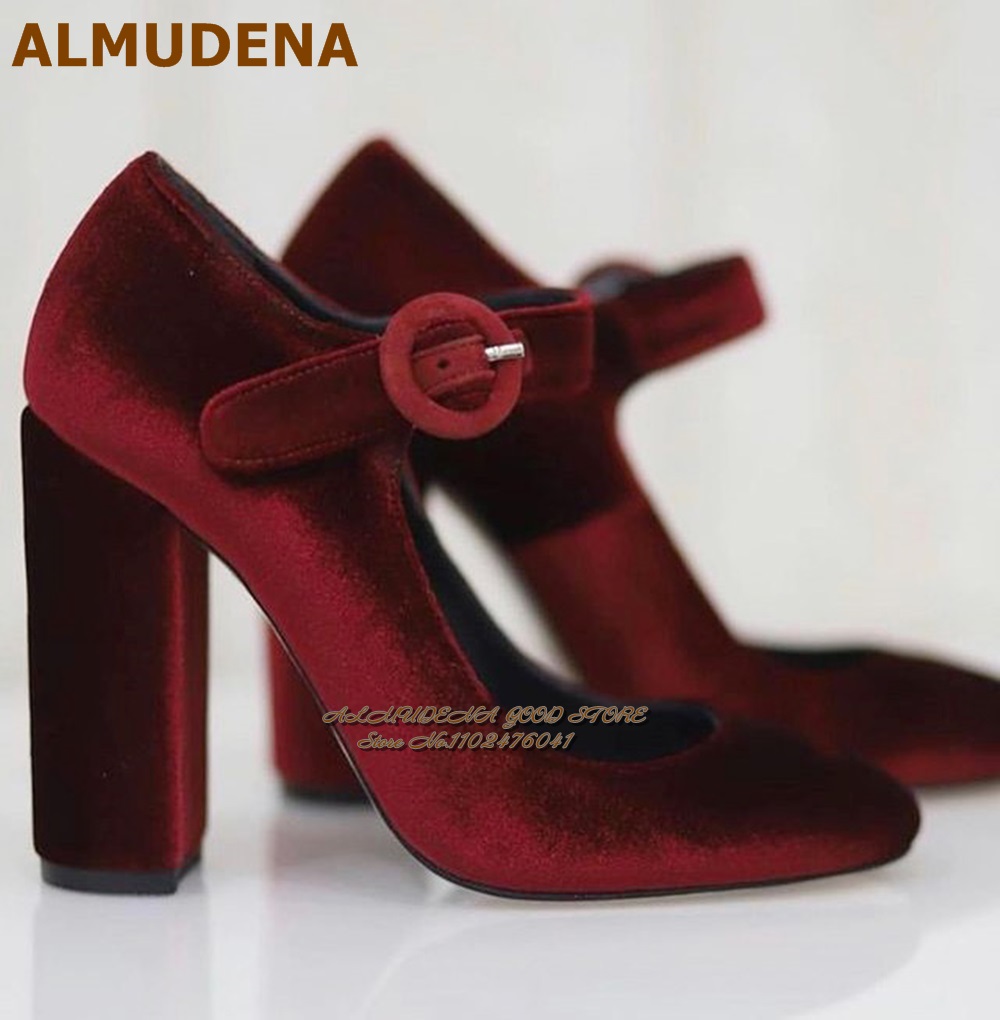 ALMUDENA Burgundy Grey Velvet  - огляд і ціна Women'S Shoes Burgundy