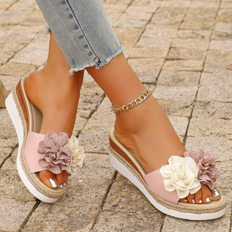 Women's Pink Flower Decor Plat - огляд і ціна Espadrille Wedge Shoes