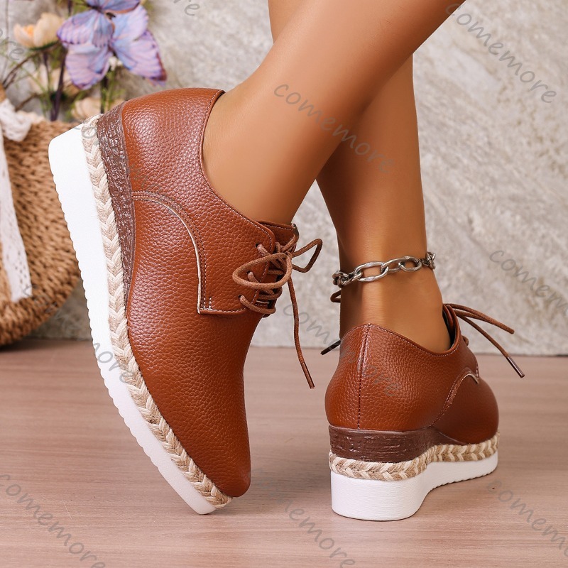 Leather Lace-Up Women's Wedge  - огляд і ціна Espadrille Wedge Shoes