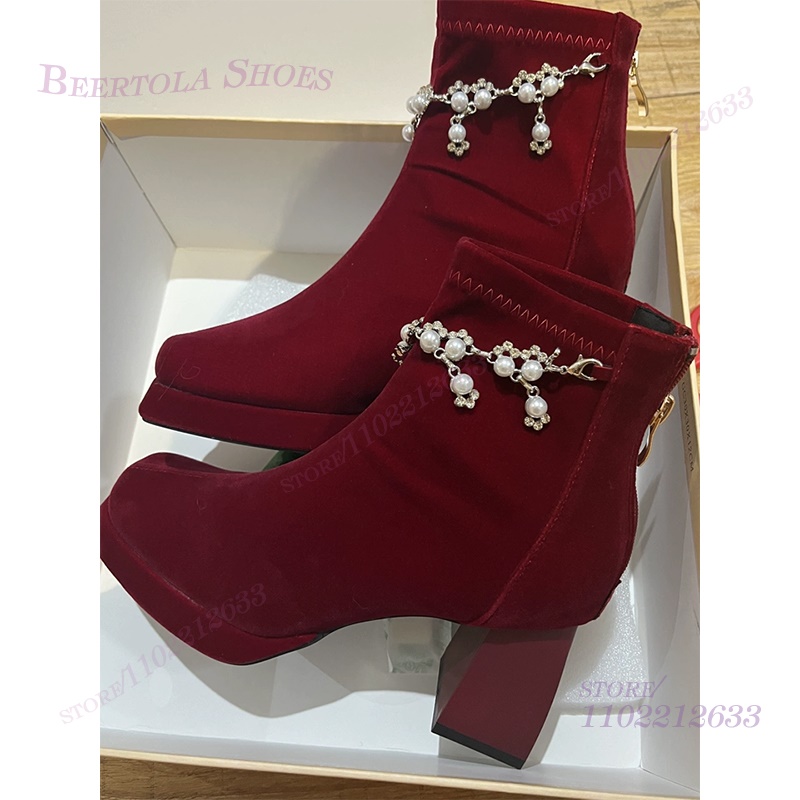 Dark Burgundy Velvet Ankle Tas - огляд і ціна Women'S Shoes Burgundy