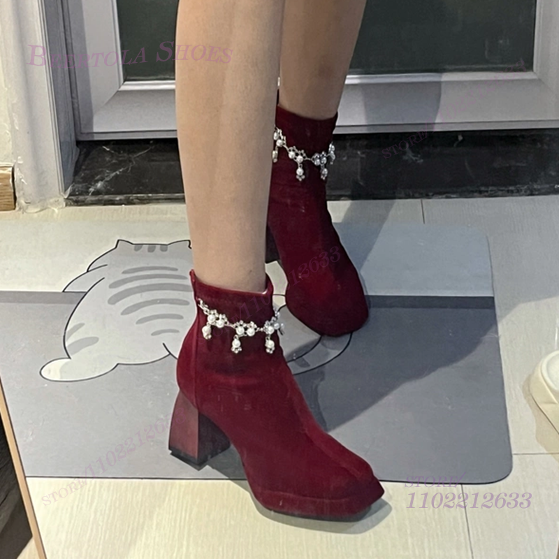 Dark Burgundy Velvet Ankle Tas - огляд і ціна Women'S Shoes Burgundy