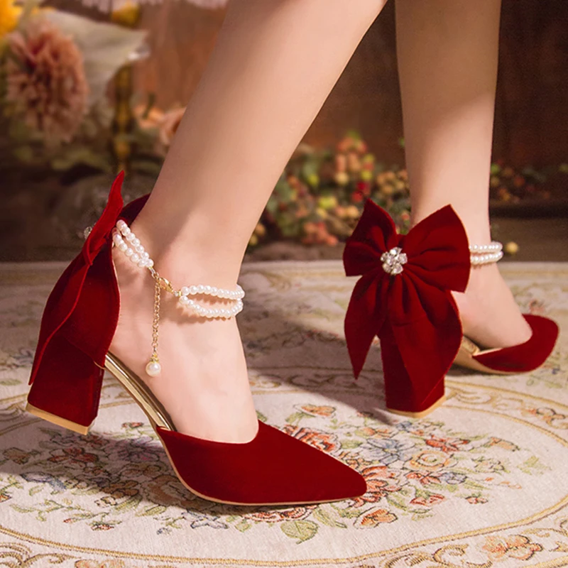 Luxury Pearl Chain Burgundy Re - огляд і ціна Women'S Shoes Burgundy