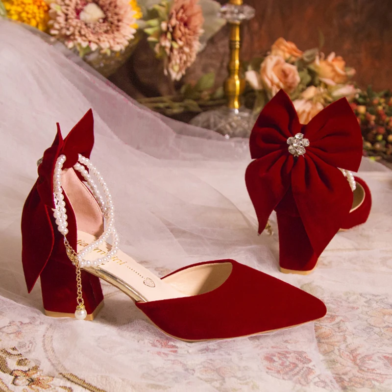 Luxury Pearl Chain Burgundy Re - огляд і ціна Women'S Shoes Burgundy