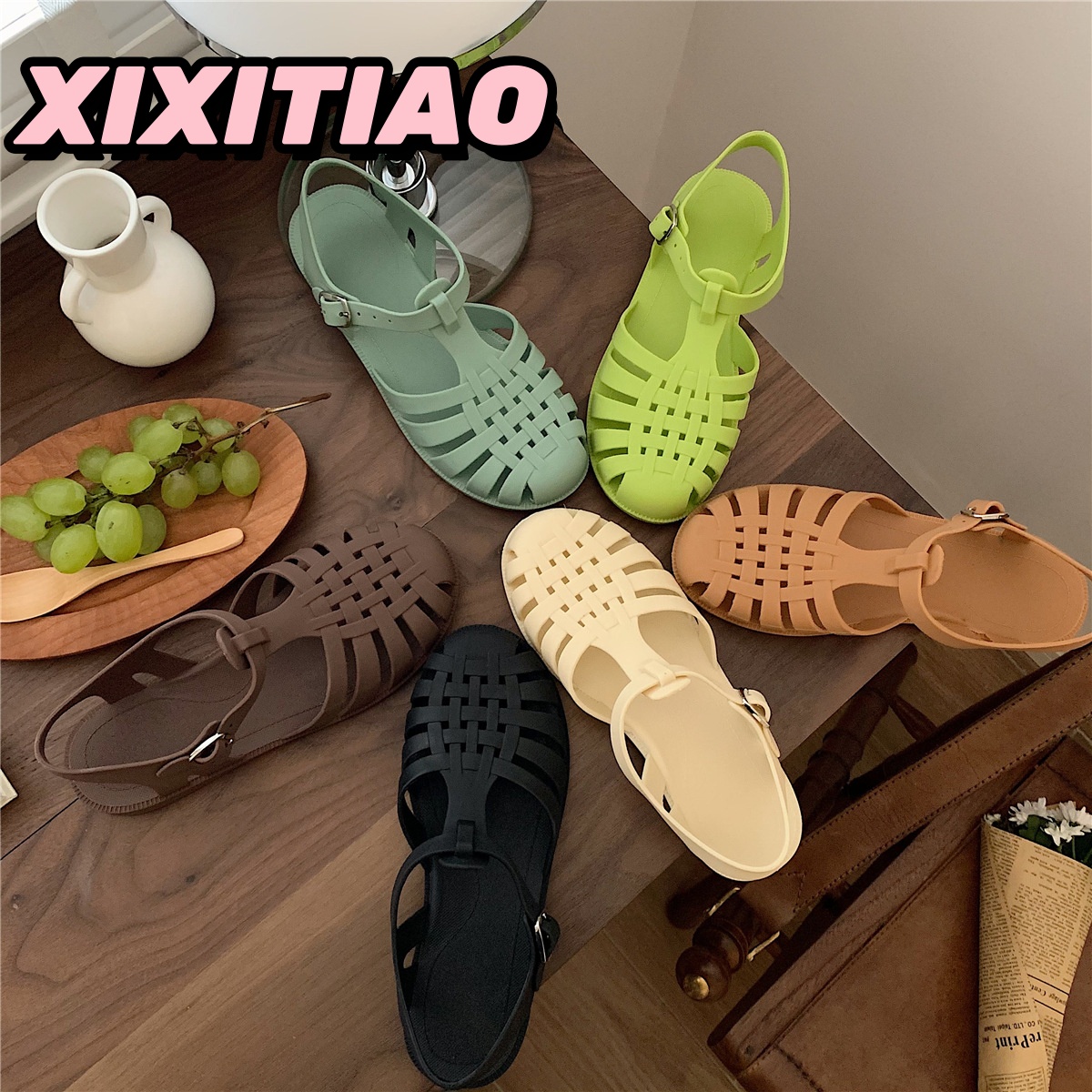 XIXITIAO Vintage Hollow Woven  - огляд і ціна Jelly Sandal Women