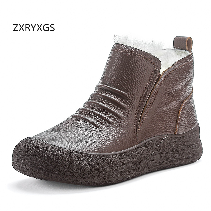 ZXRYXGS Winter Cowhide Wool Bo - огляд і ціна Women Shoes Size 4 In Cm