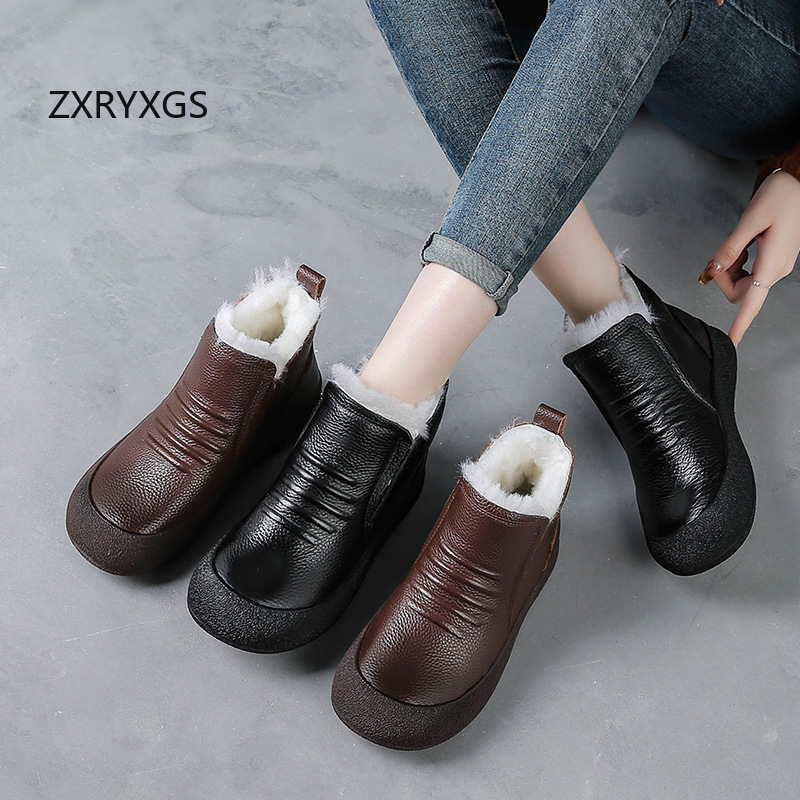 ZXRYXGS Winter Cowhide Wool Bo - огляд і ціна Women Shoes Size 4 In Cm