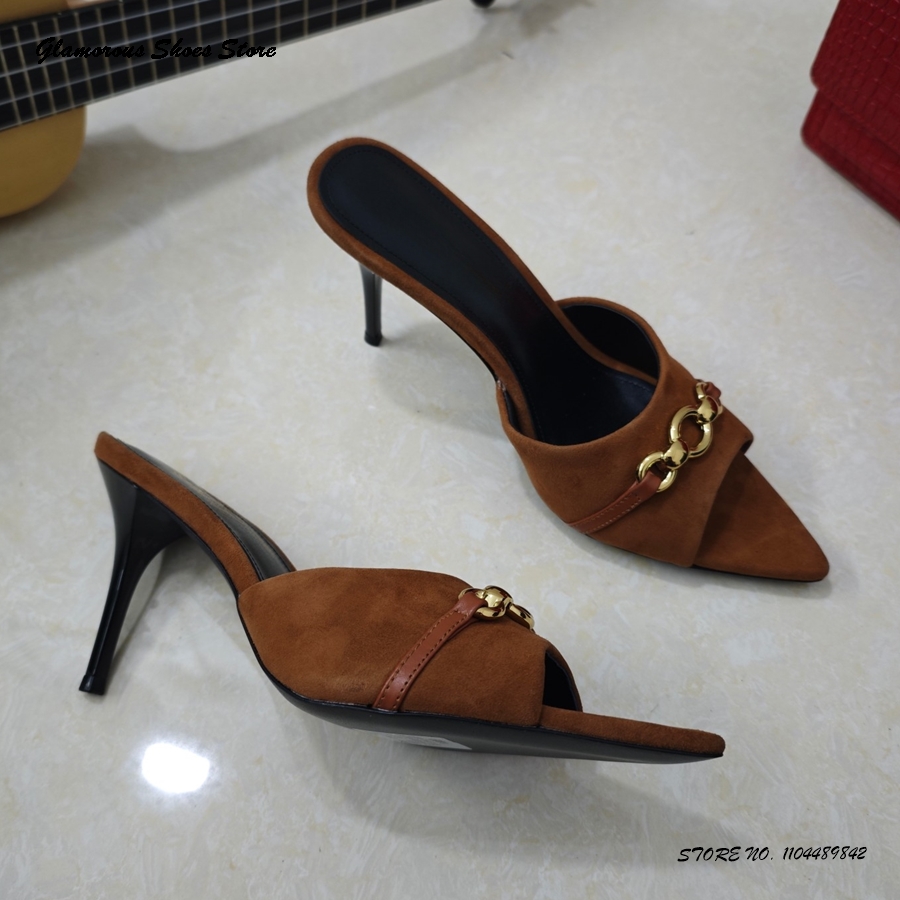 Metal Buckle Kid Suede Stilett - огляд і ціна Women'S Shoes Paris
